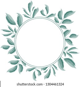 Green leaves frame design. Design for logo, greeting card, wedding invitation. Vector illustration
