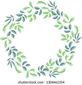 Green leaves frame design. Design for logo, greeting card, wedding invitation. Vector illustration
