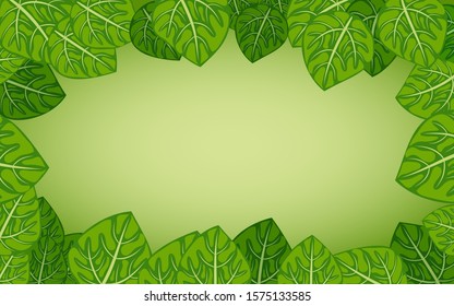 Green leaves frame with gradient background