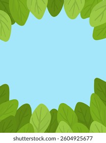 Green leaves frame hand drawn illustration card