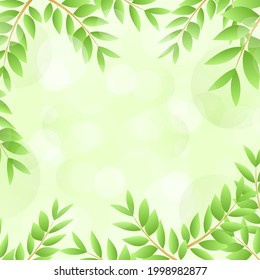 Green leaves frame isolated on white background.