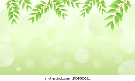 Green leaves frame isolated on white background.