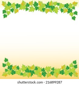Green leaves frame isolated on white background vector
