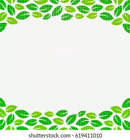 Green leaves frame isolated on white background.