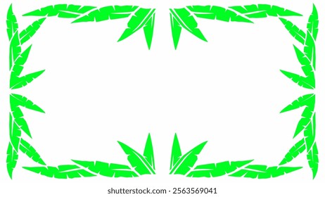 Green leaves frame nature background vector