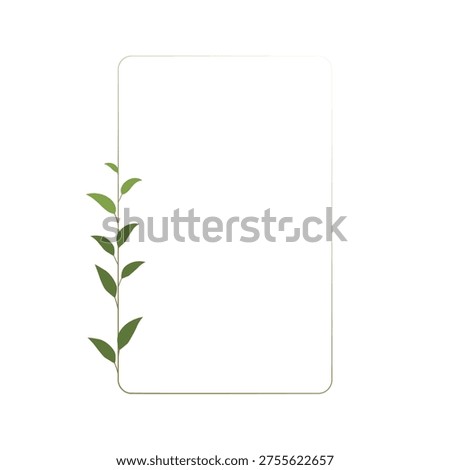 Green leaves frame. Simple frame for a postcard. Isolated on white background.