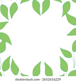 Marco de hojas verdes con espacio para texto. Diseño de verano. Borde de la hoja. Ilustración vectorial.