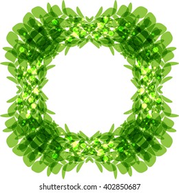Green leaves frame, square shape, vector illustration