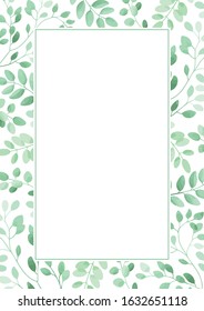 Green Leaves Frame Template Floral Border Stock Vector (Royalty Free ...