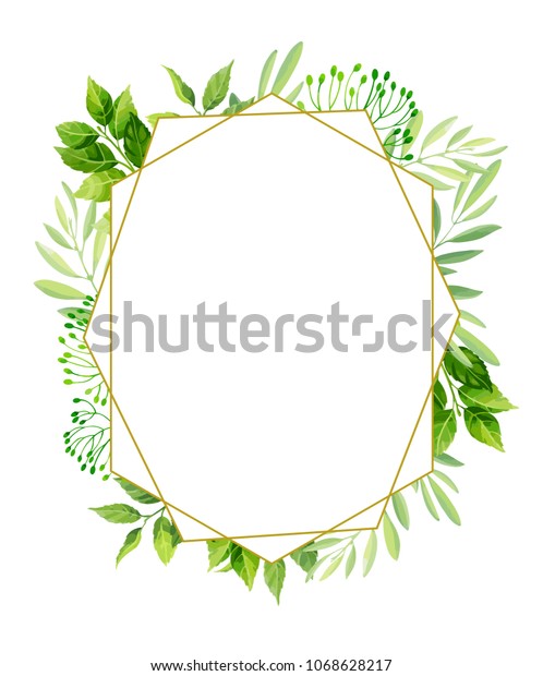 green leaves frame template floral background stock vector royalty free 1068628217 shutterstock