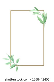 Green leaves frame template. Foliage border. Vector illustration.
