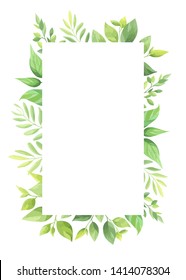 Green Leaves Frame Template. Vector Illustration.