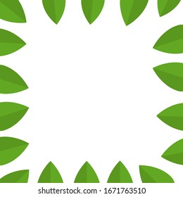 Green leaves frame template.Nature background with green fresh leaves.place for your text. 