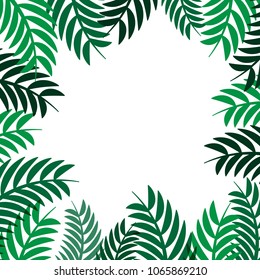 Green leaves frame vector abstract  nature background design