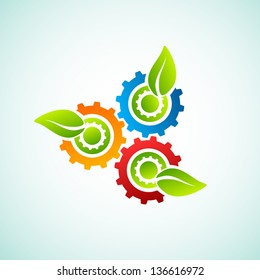 Green leaves with gear