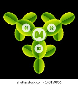 Green leaves and glass vector background