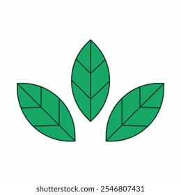 Green leaves. Graphic is simple, clean, and vibrant, ideal for nature-themed designs and eco-friendly projects
