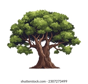 Green leaves grow on tree icon isolated