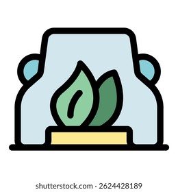 Green leaves growing from an eco friendly vehicle symbolize sustainable transportation, reducing carbon footprint, and protecting the environment