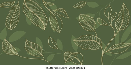 Green leaves hand drawing background.Vector illustration