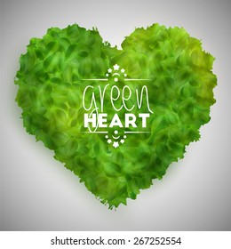 Green leaves heart, vector