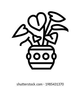 green leaves house plant line icon vector. green leaves house plant sign. isolated contour symbol black illustration