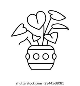 green leaves house plant line icon vector. green leaves house plant sign. isolated contour symbol black illustration