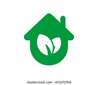 green leaves housing home residence residential real estate image vector icon