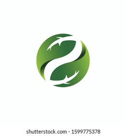 Green leaves icon. Abstract square logo, volume icon design template element symbol