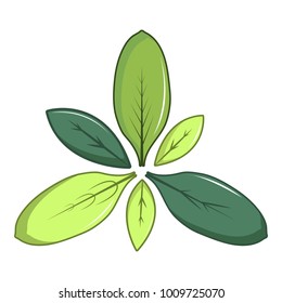 Green leaves icon. Cartoon illustration of green leaves vector icon for web
