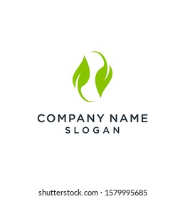 green leaves icon design elements. sprout symbol vector logo minimalist