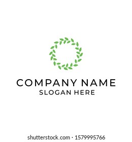 green leaves icon design elements. sprout symbol vector logo minimalist