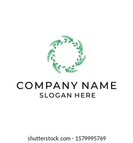 green leaves icon design elements. sprout symbol vector logo minimalist