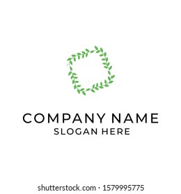 green leaves icon design elements. sprout symbol vector logo minimalist