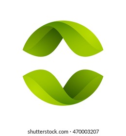 Green leaves icon. Ecology sphere logo. Vector elements for ecology banner, presentation, web page, card, labels or posters.