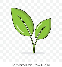 Green leaves icon isolated flat style design vector illustration on transparent style background.