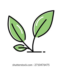 Icono de hojas verdes aislado Ilustración vectorial de diseño de estilo plano sobre fondo blanco.
