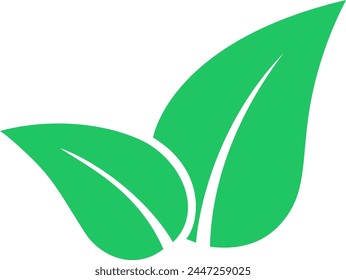 Green leaves icon as a nature saving and ecology protection