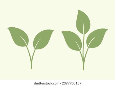 Green leaves icon set isolated vector illustration on white background.