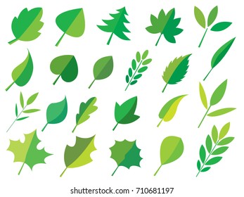 green Leaves icon set separated from white background,Vector illustration