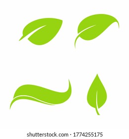 Green leaves icon set stock illustration - vector.