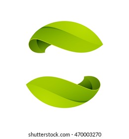 Green leaves icon. Vector ecology sphere logo.