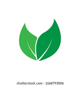 Green leaves icon. Vector illustration isolated on white background.