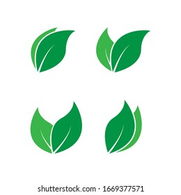 Green leaves icon. Vector illustration isolated on white background.