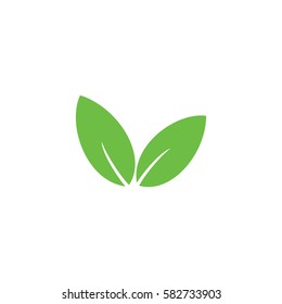 Green leaves icon vector illustration on white background