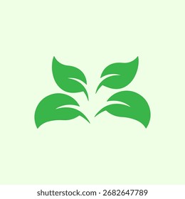 Vector verde del icono de las hojas aislado en el fondo blanco