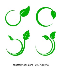 Diseño de logotipo vectorial de icono de hojas verdes sobre fondo blanco. Ilustraciones vectoriales para su logotipo.