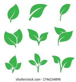 Green leaves icon vector set. botany illustration sign collection. ecology symbol. eco sign.