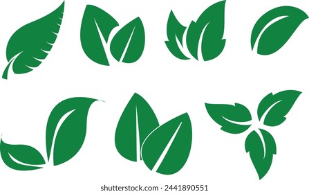 Icono de hojas verdes y fondo blanco 