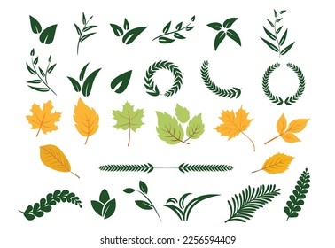  green leaves icons on white background , Leaves icon, Leaf plant logo, nature ecology green leaves
